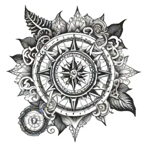 mandala compass nautical elements like anchors tattoo design idea