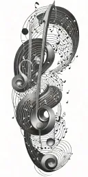 A geometric design incorporating musical notes and waveforms, symbolizing your love for music and your expertise in audio technology tattoo design idea