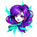 purple and teal ribbon  tattoo design idea