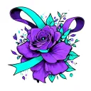 purple and teal ribbon  tattoo design idea