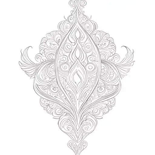 fineline paisley print vertical ornamental simple tramp stamp tattoo tattoo design idea