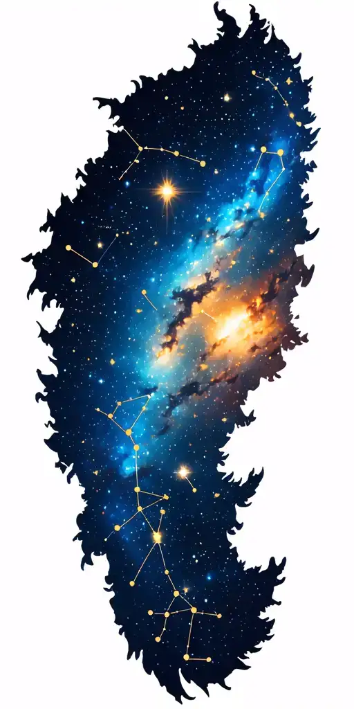 night sky filled with constellations tattoo design idea