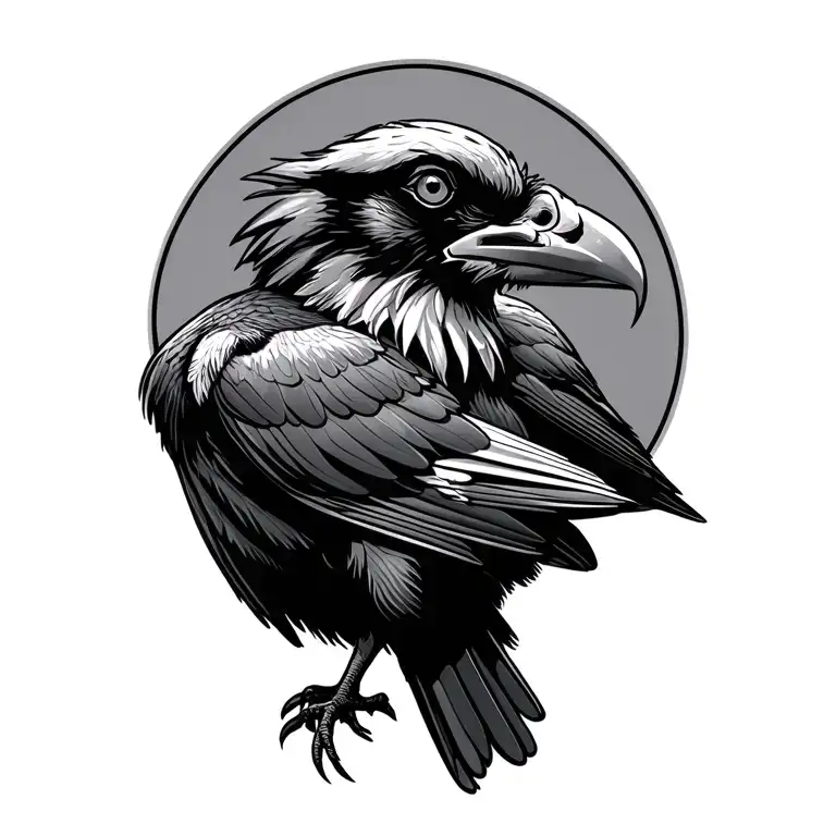 yggdrsel and ravens perched tattoo design idea