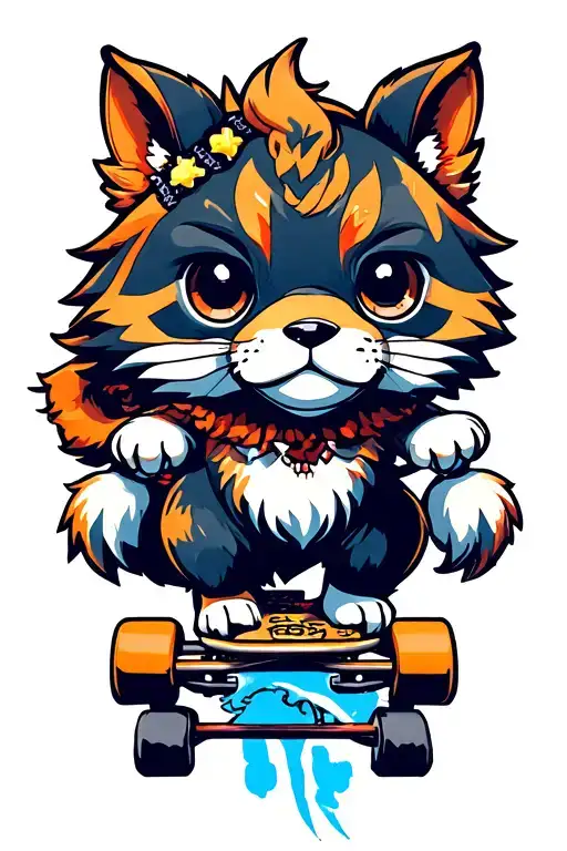 cool animal riding skate board design incorporating elements tattoo design idea