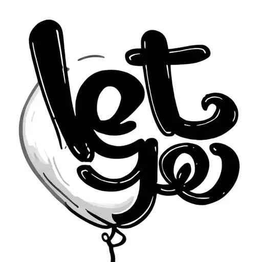 balloon say "let go" written tattoo design idea