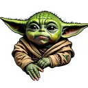 Baby Yoda wearing tattoo design idea