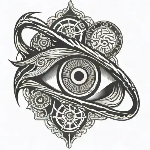 itachi sharingan eye with motor piston tattoo design idea