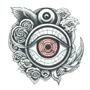 itachi sharingan eye with motor piston tattoo design idea