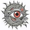 itachi sharingan eye with motor piston tattoo design idea