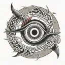 itachi sharingan eye with motor piston tattoo design idea