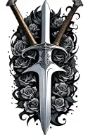 sword with writing going tattoo design idea
