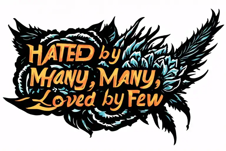 back tattoo saying "Hated by many, Loved by few." tattoo design idea