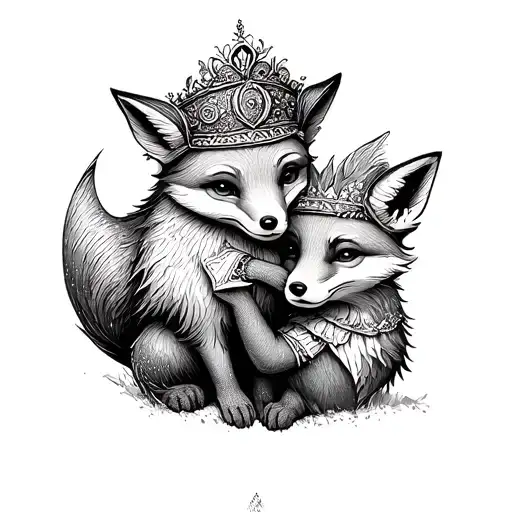 Little Prince hugging fox tattoo design idea