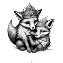 Little Prince hugging fox tattoo design idea
