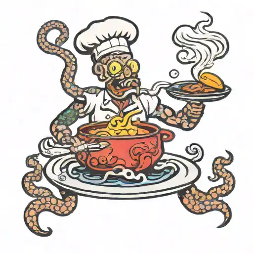 ocotopus cooking tattoo design idea