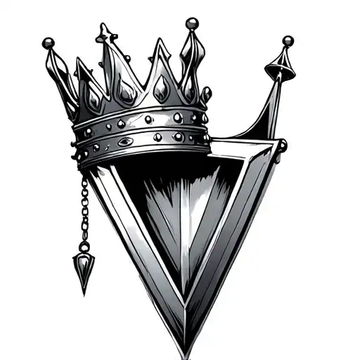 V with a crown hanging tattoo design idea