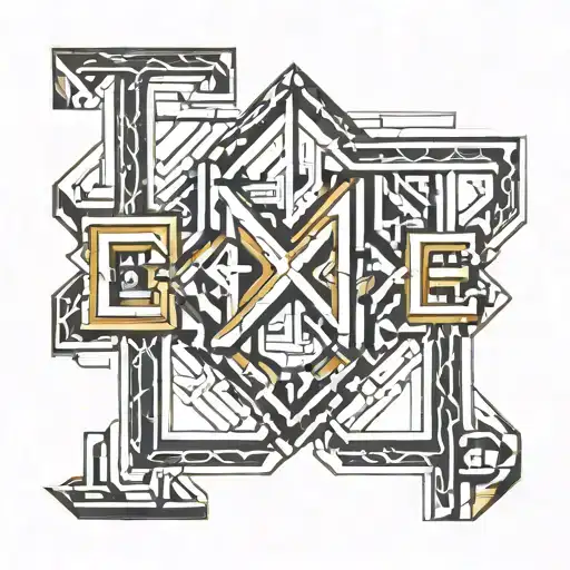 overlapping letters tattoo design idea