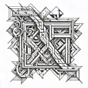 overlapping letters tattoo design idea