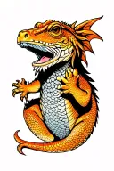 bearded dragon lounging tattoo design idea