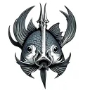 Trident wedding fish tattoo design idea