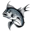 Trident wedding fish tattoo design idea