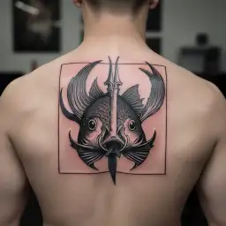 Trident wedding fish tattoo design idea