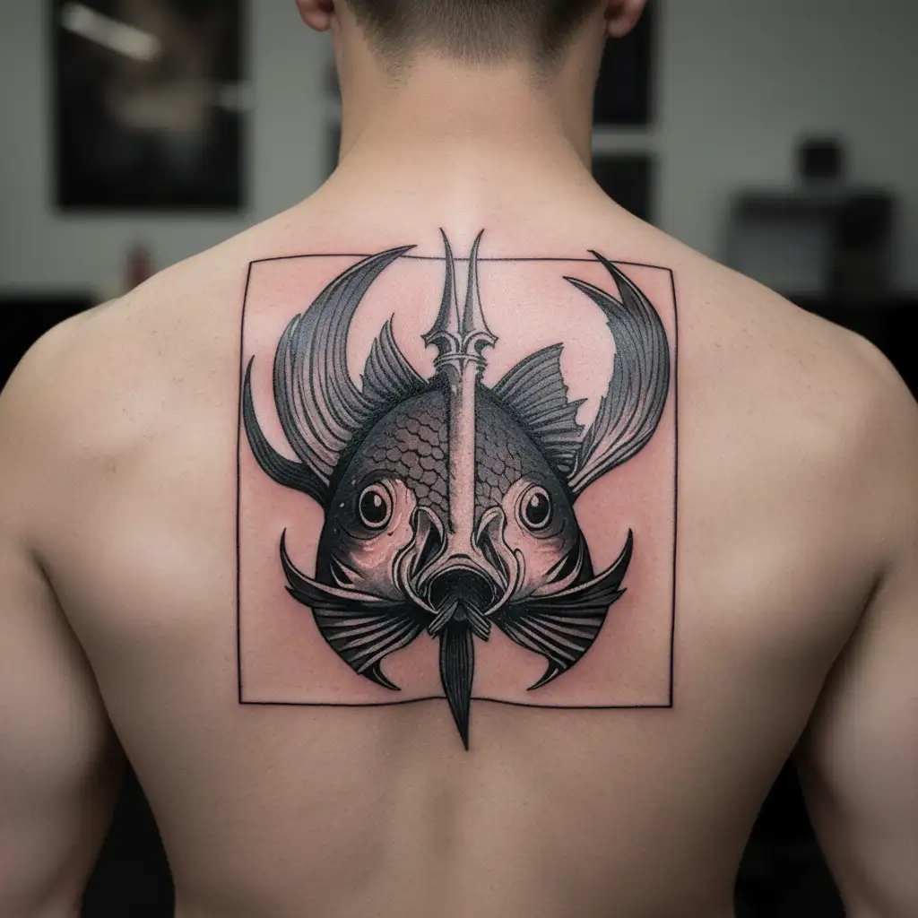 Trident wedding fish tattoo design idea