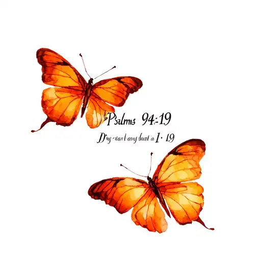 "Psalms 94:19" butterfly  tattoo design idea