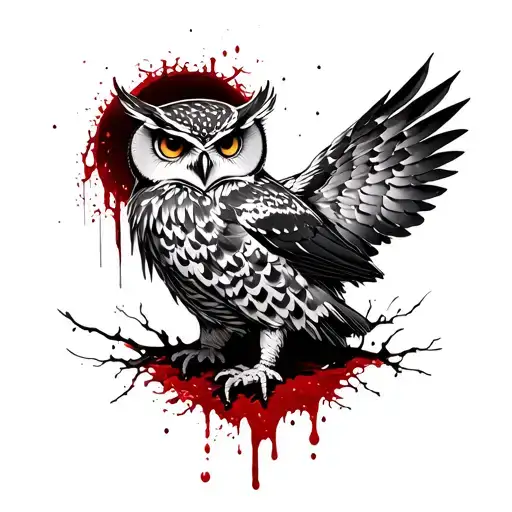owl blood night tattoo design idea