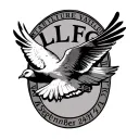 letters saying LLFG with a dove and September 24th 2004 in Roman numerals under it tattoo design idea