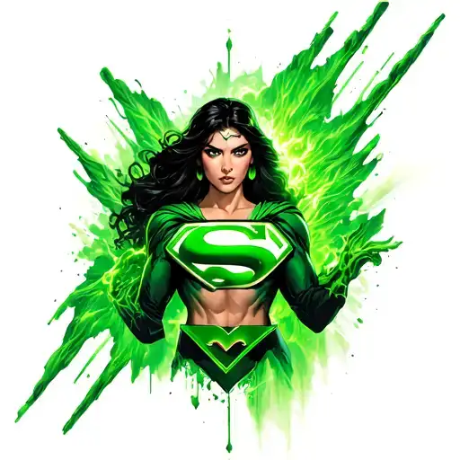 " The brat -His krypotonite " green Superman symbol feminine tattoo tattoo design idea