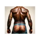 A black man with enormous buttocks and penile bulge tattoo design idea