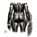 A black man with enormous buttocks and penile bulge tattoo design idea