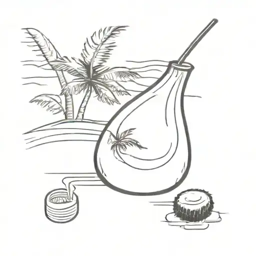 bean bag on a Bali beach with coconut water tattoo design idea