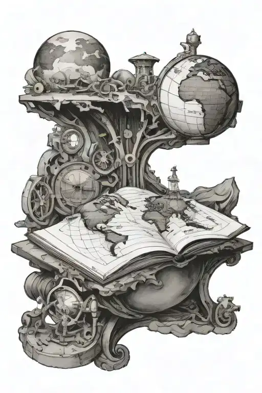 Earth in a science book open tattoo design idea