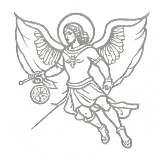 modern saint michael arcangel san miguel tattoo design idea