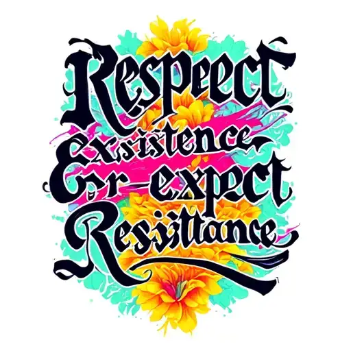 calligraphy "respect existence or expect resistance" tattoo design idea