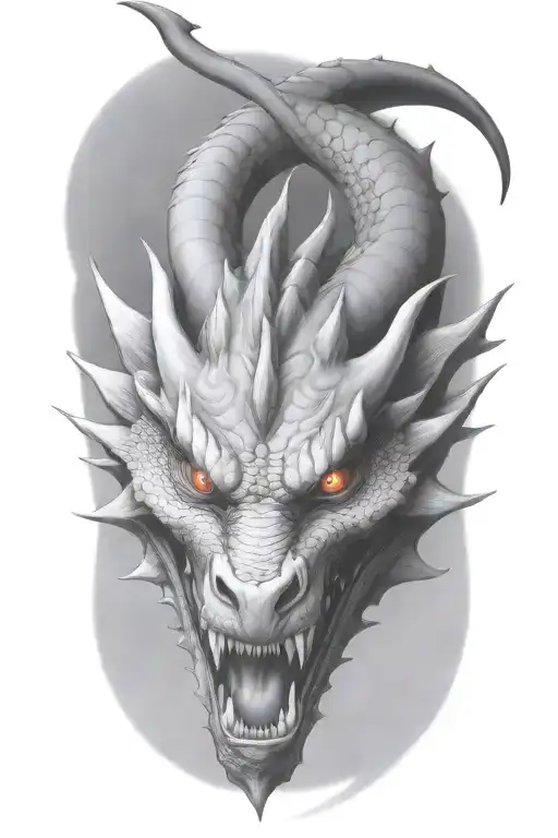 dragon face 3/4th view tattoo design idea