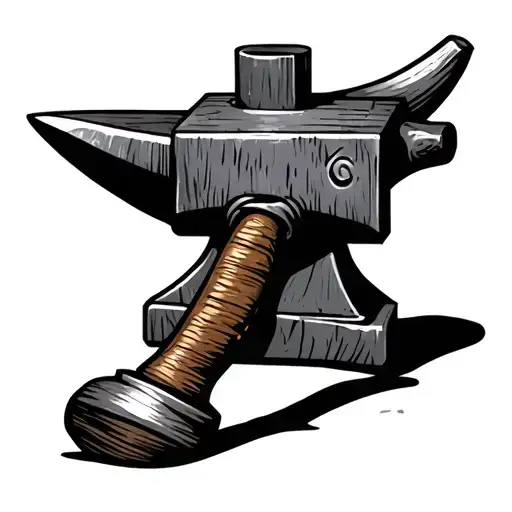 anvil and hammer dystopian tattoo design idea