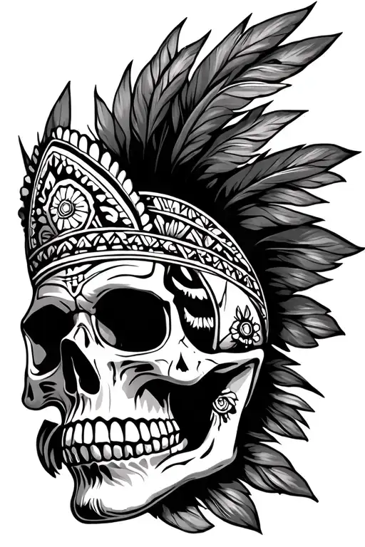 aztec and mariachi skull tattoo design idea
