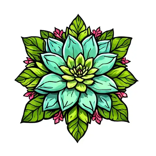 mandala with succulents intertwined  tattoo design idea