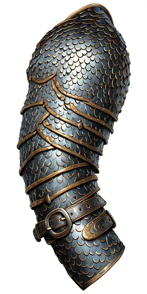 armor plating chainmail and buckles tattoo design idea