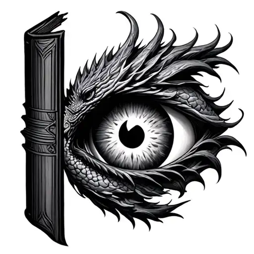 dragon book Evil Eye tattoo design idea