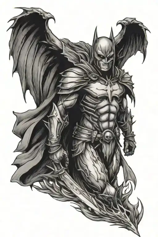 dark knight of death angel forward facing  tattoo design idea
