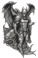 dark knight of death angel forward facing  tattoo design idea