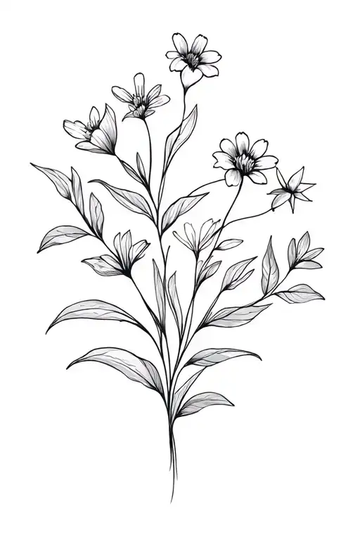 Australian flowers coming off a line tattoo tattoo design idea