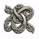 3d chain with initials N V A tattoo design idea