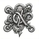 3d chain with initials N V A tattoo design idea