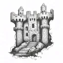ruined castle tattoo design idea