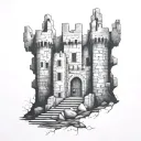 ruined castle tattoo design idea